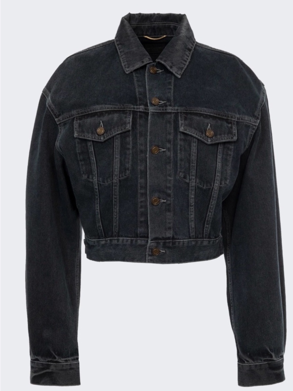 Saint Laurent Black Denim Jacket with Gold Accent